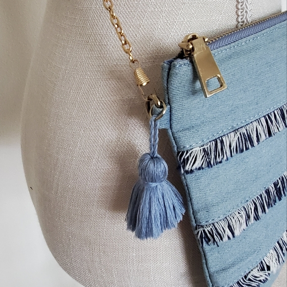 Denim Clutch with Removable Chain - Picture 3 of 8